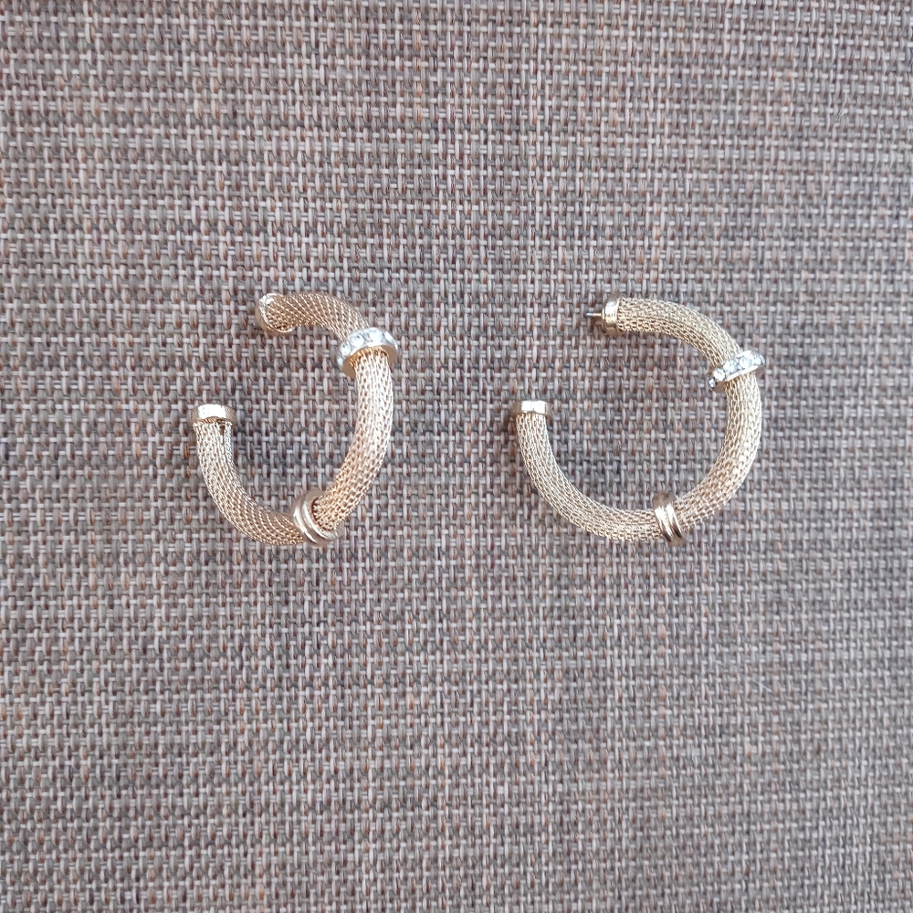 Vintage 💛 Earrings 💎 Rhinestone 🗯 - Picture 2 of 6